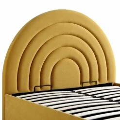 Archer Mustard Yellow Velvet Ottoman Storage Bed -Best Furniture Shop JAH 09 MUSTVEL detail1