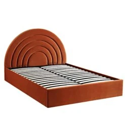 Archer Rust Velvet Ottoman Storage Bed -Best Furniture Shop JAH 09 RUSTVEL WB1