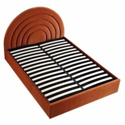 Archer Rust Velvet Ottoman Storage Bed -Best Furniture Shop JAH 09 RUSTVEL WB4