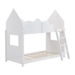 Newton White Solid Wood Kid's Treehouse Bunk Bed -Best Furniture Shop JIN 019 WHITE 2