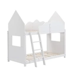 Newton White Solid Wood Kid's Treehouse Bunk Bed -Best Furniture Shop JIN 019 WHITE 3