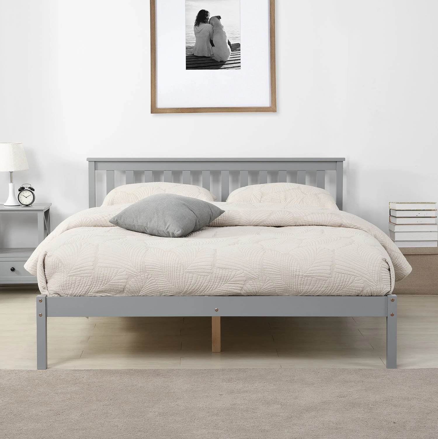 Linnelle Solid Wood Bed Frame In Grey 2 Linnelle Solid Wood Bed Frame In Grey - Image 2