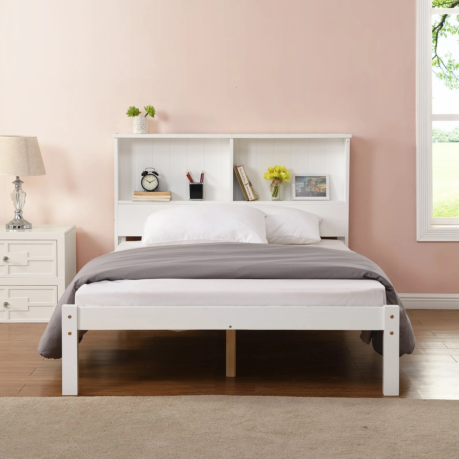Elgin Wooden Bed Frame With Shelf Headboard 5 Elgin Wooden Bed Frame With Shelf Headboard - Image 5
