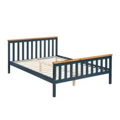 Marta Solid Wooden Shaker Style Double Bed In Blue And Oak -Best Furniture Shop JIN 06 BLUE DK 2 b8073b15 352b 42c5 bfba c26a9a6fc7ec