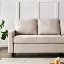 Campbell 3 Seater Sofa With Reversible Chaise In Beige Woven Fabric -Best Furniture Shop LVSF 01 BEIGEFAB detail1