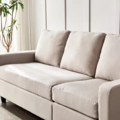Campbell 3 Seater Sofa With Reversible Chaise In Beige Woven Fabric -Best Furniture Shop LVSF 01 BEIGEFAB detail3