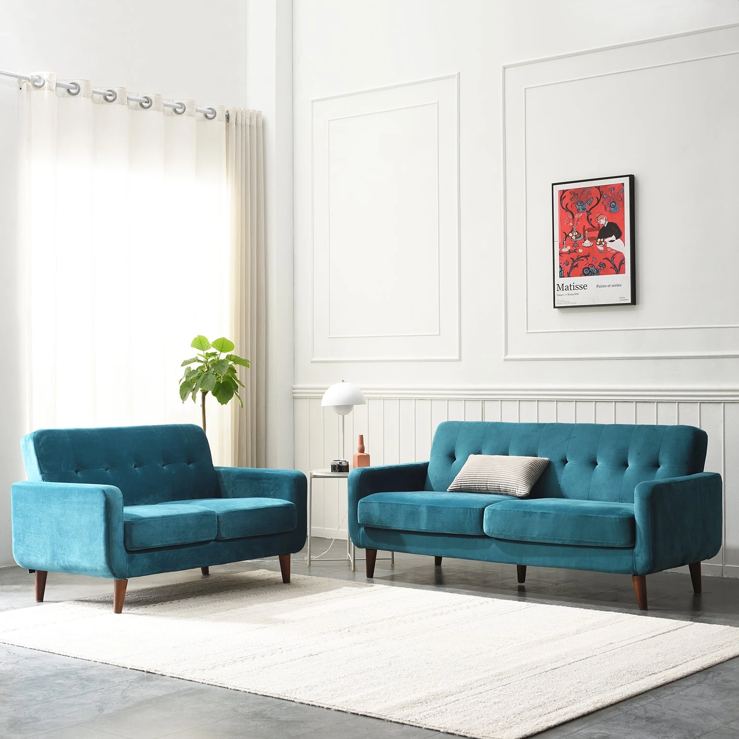 Clarence Sofa Range In Teal Blue Velvet 11 Clarence Sofa Range In Teal Blue Velvet - Image 11