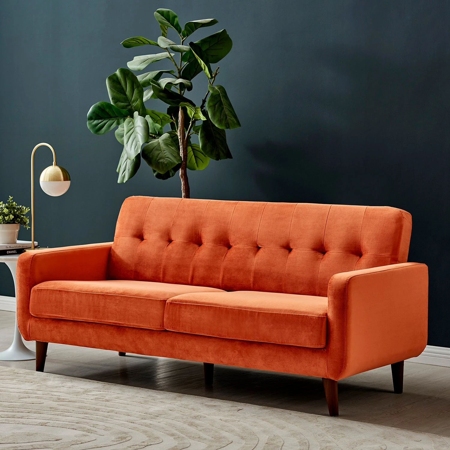 Clarence Sofa Range In Burnt Orange Velvet 2 Clarence Sofa Range In Burnt Orange Velvet - Image 2