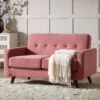 Clarence 2-Seater Sofa In Blush Pink Velvet