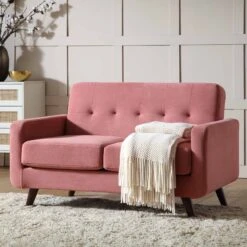 Clarence 2-Seater Sofa In Blush Pink Velvet