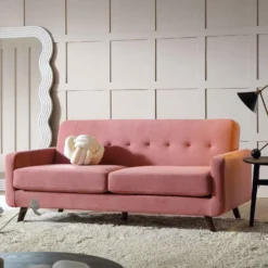 Clarence 3-Seater Sofa In Blush Pink Velvet