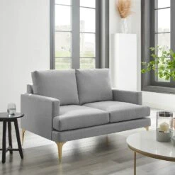 Haven Grey Fabric 2-Seater Sofa -Best Furniture Shop LVSF 169 LGREYFAB 2ST scene1