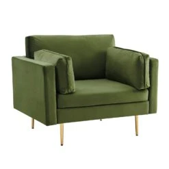 Pelham Moss Green Velvet Fabric Armchair -Best Furniture Shop LVSF 386 GREENVEL 1ST WB2