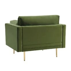 Pelham Moss Green Velvet Fabric Armchair -Best Furniture Shop LVSF 386 GREENVEL 1ST WB3