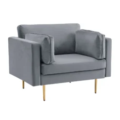 Pelham Grey Velvet Fabric Armchair 10 Pelham Grey Velvet Fabric Armchair -Best Furniture Shop LVSF 386 GREYVEL 1ST WB2