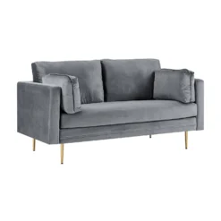 Pelham Grey Velvet Fabric Sofa -Best Furniture Shop LVSF 386 GREYVEL 2ST 3