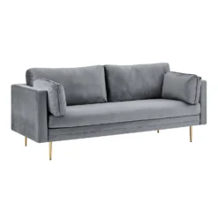 Pelham Grey Velvet Fabric Sofa -Best Furniture Shop LVSF 386 GREYVEL 3ST 3