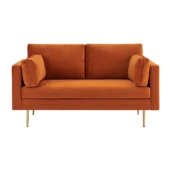 Pelham Orange Velvet Fabric Sofa -Best Furniture Shop LVSF 386 ORANGEVEL 2ST 2