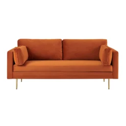 Pelham Orange Velvet Fabric Sofa -Best Furniture Shop LVSF 386 ORANGEVEL 3ST 2