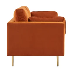 Pelham Orange Velvet Fabric Sofa -Best Furniture Shop LVSF 386 ORANGEVEL 3ST 4