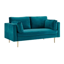 Pelham Teal Blue Velvet Fabric Sofa 22 Pelham Teal Blue Velvet Fabric Sofa -Best Furniture Shop LVSF 386 TEALVEL 2ST 3