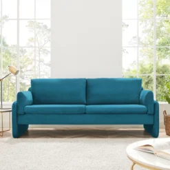 Clapham 3-Seater Sea Blue Velvet Fabric Sofa