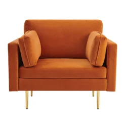 Pelham Orange Velvet Fabric Armchair -Best Furniture Shop LVSF 89 ORANGEVEL 1ST WB1
