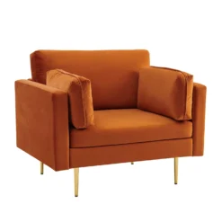 Pelham Orange Velvet Fabric Armchair -Best Furniture Shop LVSF 89 ORANGEVEL 1ST WB2