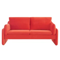 Clapham 2-Seater Flaming Orange Velvet Fabric Sofa -Best Furniture Shop LVSF 89 ORANGEVEL 2ST WB1