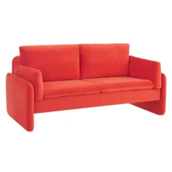 Clapham 2-Seater Flaming Orange Velvet Fabric Sofa -Best Furniture Shop LVSF 89 ORANGEVEL 2ST WB2