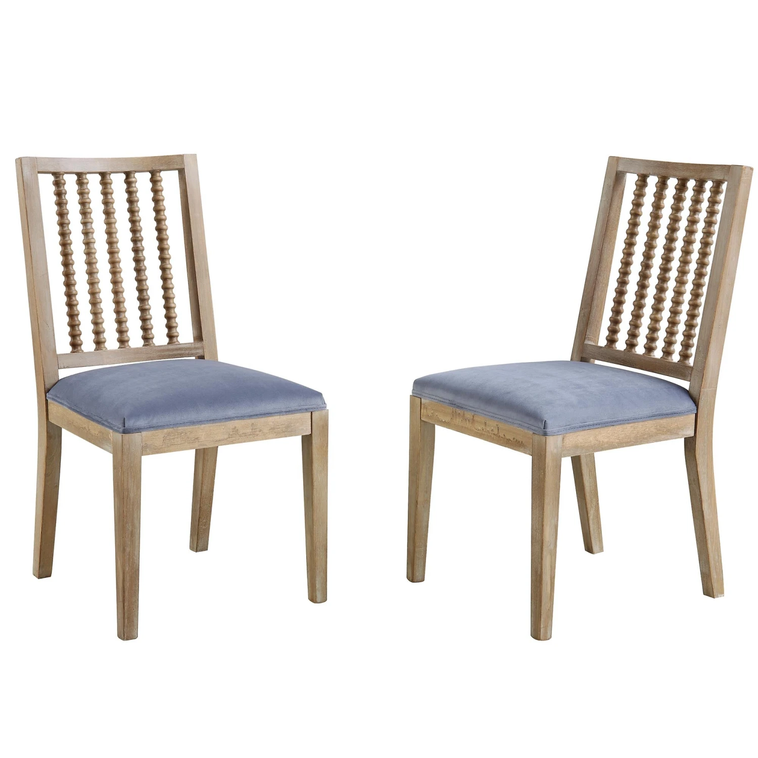 Hemingford Set Of 2 Blue Grey Velvet Bobbin Spindle Dining Chair 2 Hemingford Set Of 2 Blue Grey Velvet Bobbin Spindle Dining Chair - Image 2