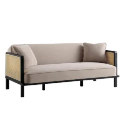 Pienza Cane Sofa Bed, Taupe Velvet With Black Frame 19 Pienza Cane Sofa Bed, Taupe Velvet With Black Frame -Best Furniture Shop LWSF 760 TAUPEVEL BLACK WB1