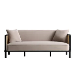 Pienza Cane Sofa Bed, Taupe Velvet With Black Frame 21 Pienza Cane Sofa Bed, Taupe Velvet With Black Frame -Best Furniture Shop LWSF 760 TAUPEVEL BLACK WB2