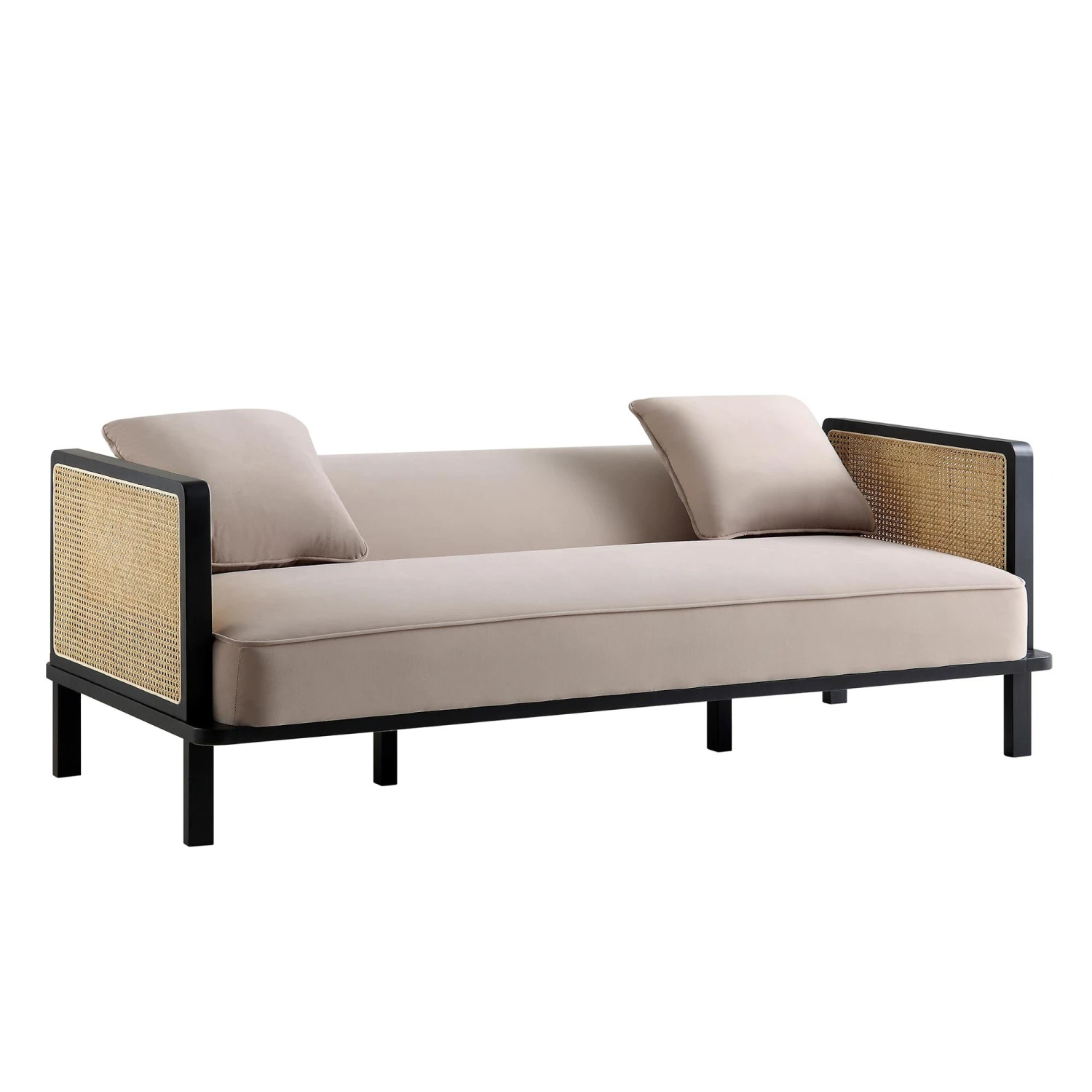 Pienza Cane Sofa Bed, Taupe Velvet With Black Frame 8 Pienza Cane Sofa Bed, Taupe Velvet With Black Frame - Image 8