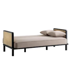 Pienza Cane Sofa Bed, Taupe Velvet With Black Frame 24 Pienza Cane Sofa Bed, Taupe Velvet With Black Frame -Best Furniture Shop LWSF 760 TAUPEVEL BLACK WB4
