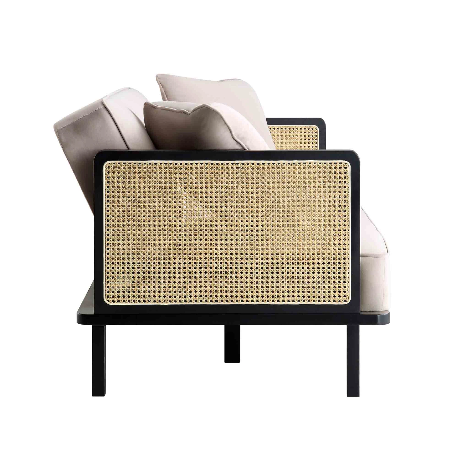 Pienza Cane Sofa Bed, Taupe Velvet With Black Frame 11 Pienza Cane Sofa Bed, Taupe Velvet With Black Frame - Image 11