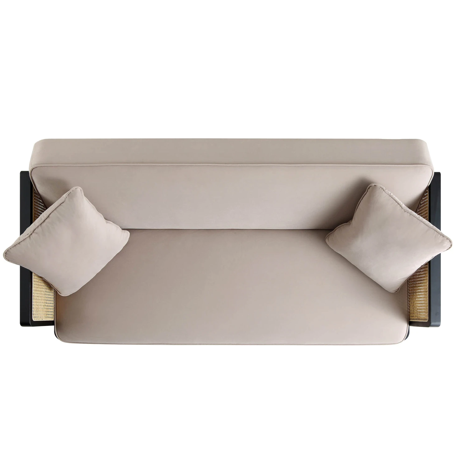 Pienza Cane Sofa Bed, Taupe Velvet With Black Frame 7 Pienza Cane Sofa Bed, Taupe Velvet With Black Frame - Image 7