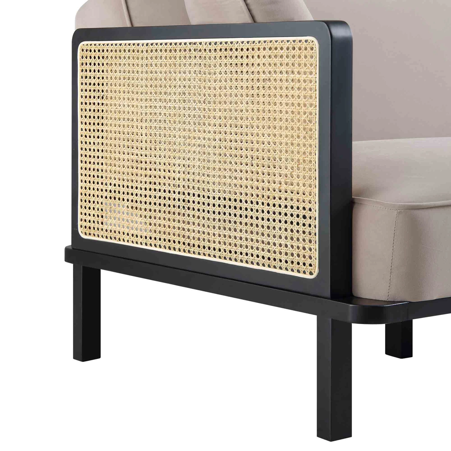 Pienza Cane Sofa Bed, Taupe Velvet With Black Frame 12 Pienza Cane Sofa Bed, Taupe Velvet With Black Frame - Image 12