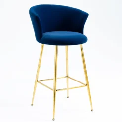 Kylie Set Of 2 Blue Velvet Bar Stools -Best Furniture Shop MB222BLUEVEL P 2