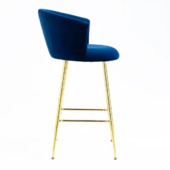 Kylie Set Of 2 Blue Velvet Bar Stools -Best Furniture Shop MB222BLUEVEL P 4