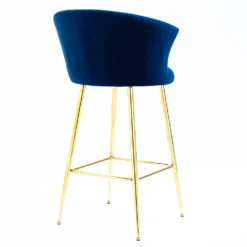 Kylie Set Of 2 Blue Velvet Bar Stools -Best Furniture Shop MB222BLUEVEL P 5