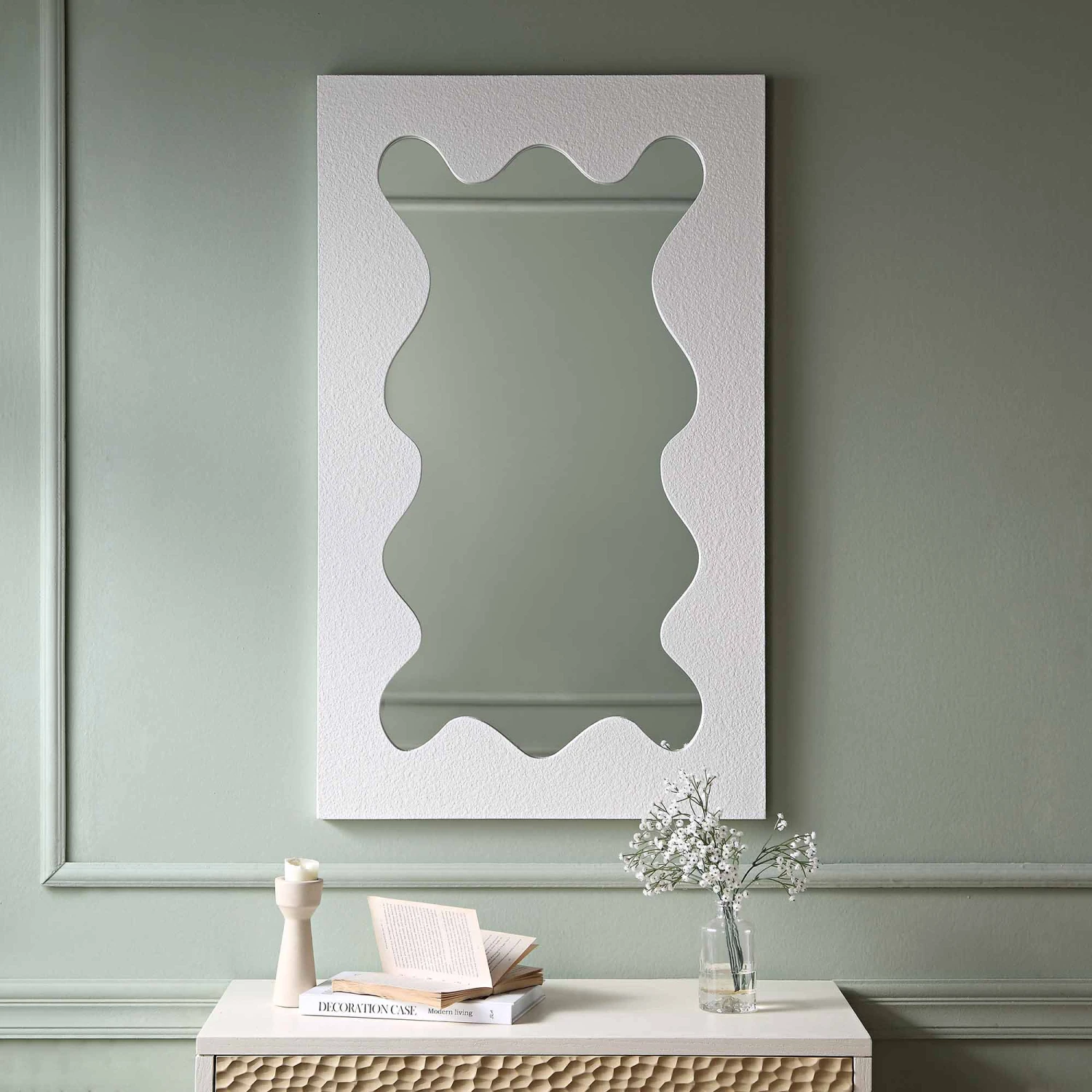 Destin Wave Mirror 100 X 60 Cm, White Matte 2 Destin Wave Mirror 100 X 60 Cm, White Matte - Image 2
