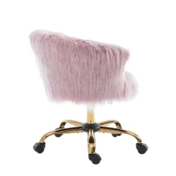 Kylie Plush Shaggy Faux Fur Swivel Chair, Pink -Best Furniture Shop MO103PINKPLUSH WB3