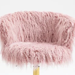 Kylie Plush Shaggy Faux Fur Swivel Chair, Pink -Best Furniture Shop MO103PINKPLUSH detail2