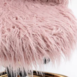 Kylie Plush Shaggy Faux Fur Swivel Chair, Pink -Best Furniture Shop MO103PINKPLUSH detail3