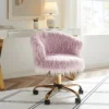 Kylie Plush Shaggy Faux Fur Swivel Chair, Pink