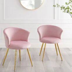 Kylie Set Of 2 Pink Velvet Dining Chairs