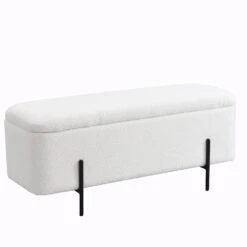Jed Ecru Boucle 120cm Large Storage Ottoman Bench 15 Jed Ecru Boucle 120cm Large Storage Ottoman Bench -Best Furniture Shop OTTO 2245 ECRUBOUCLE WB2