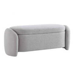 Loha Grey Teddy Boucle 129cm Large Storage Ottoman Bench -Best Furniture Shop OTTO 271 GREY TEDDY WB5