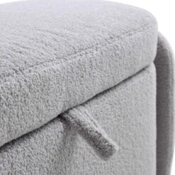 Loha Grey Teddy Boucle 129cm Large Storage Ottoman Bench -Best Furniture Shop OTTO 271 GREY TEDDY detail2